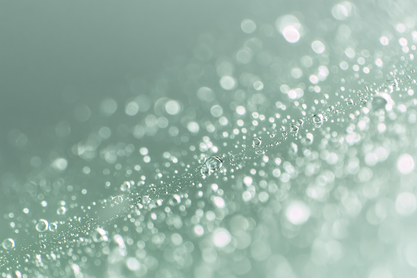 Soft green misty droplets, a calm abstract