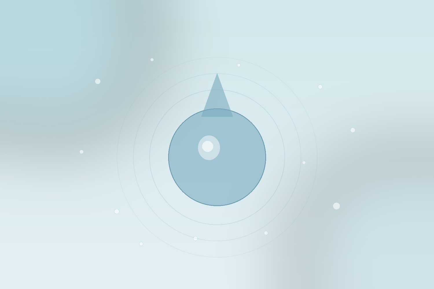 A stylized water droplet with mineral specks, representing hard water and its effect on skin.