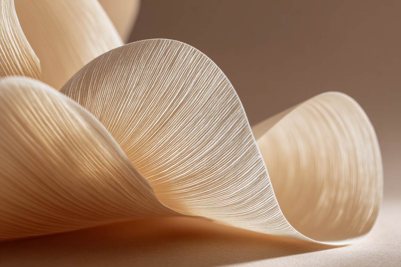 A soft folded ribbon of material in warm neutral tones