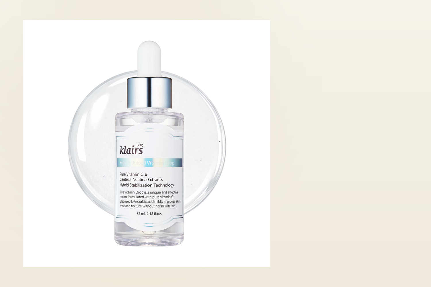 Klairs Freshly Juiced Vitamin Drop on a soft neutral background
