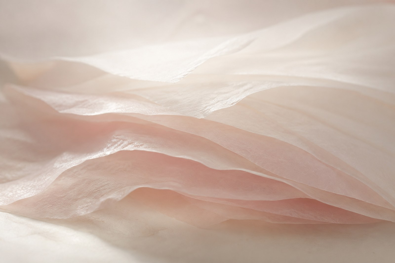 Soft overlapping translucent blush-toned layers, gentle and airy