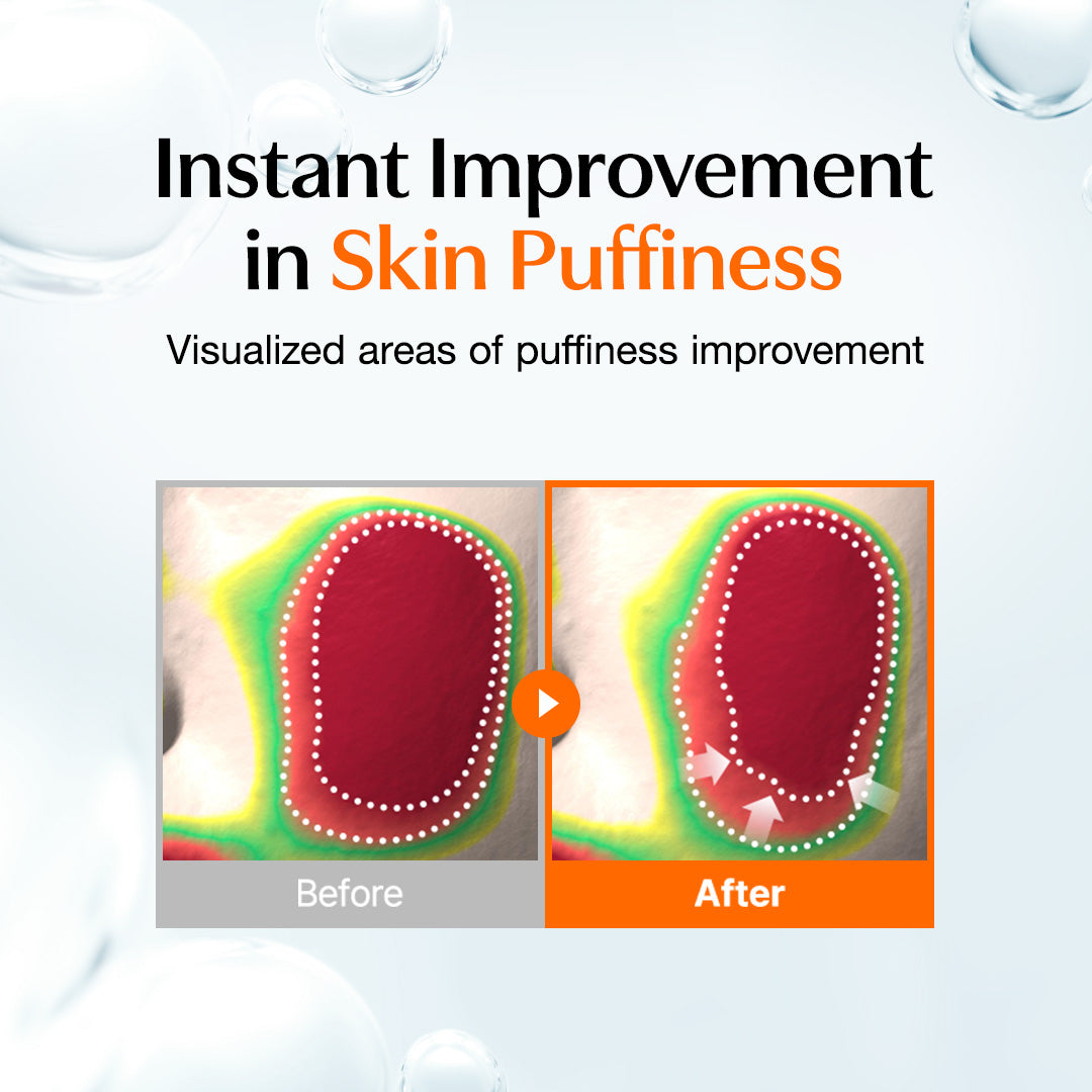 Official Klairs Vitamin Skin Prep Pad graphic showing instant skin puffiness visual improvement