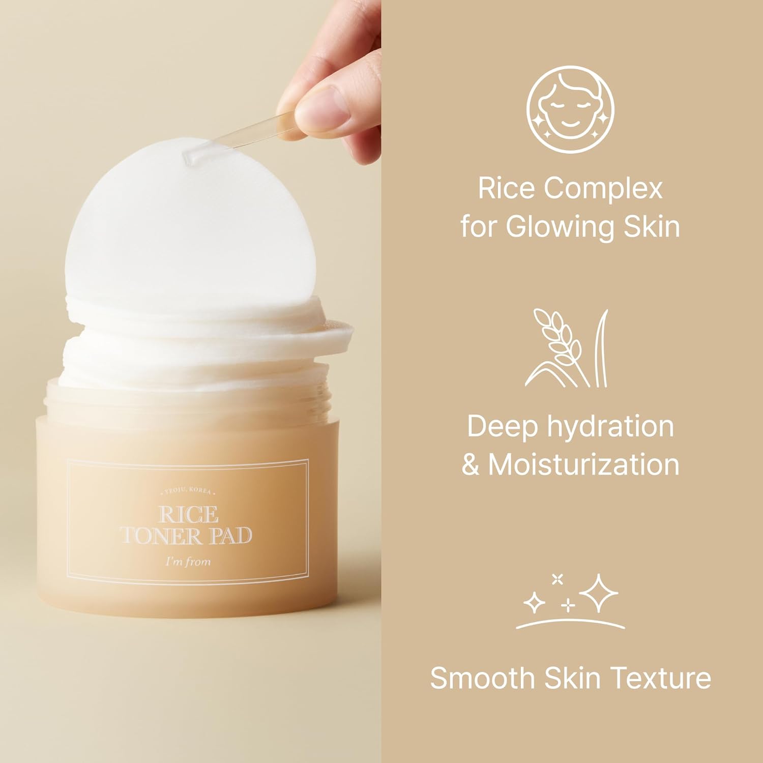(Collaboration Deal) I'm from Rice Toner Pads 5 sets, Triple-Layered Pads, Rice Extract from Korea, for Dry and Rough Skin