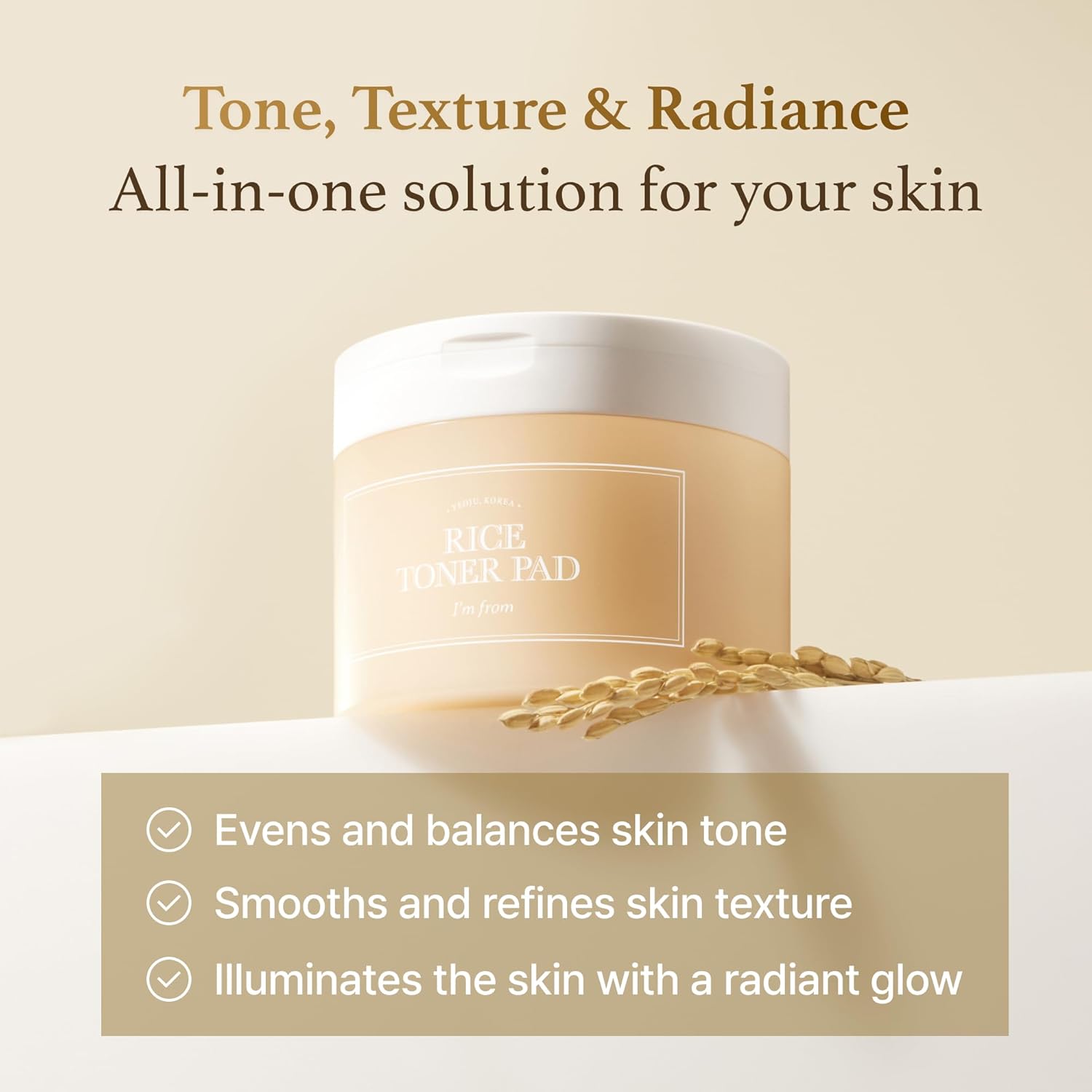 (Collaboration Deal) I'm from Rice Toner Pads 5 sets, Triple-Layered Pads, Rice Extract from Korea, for Dry and Rough Skin