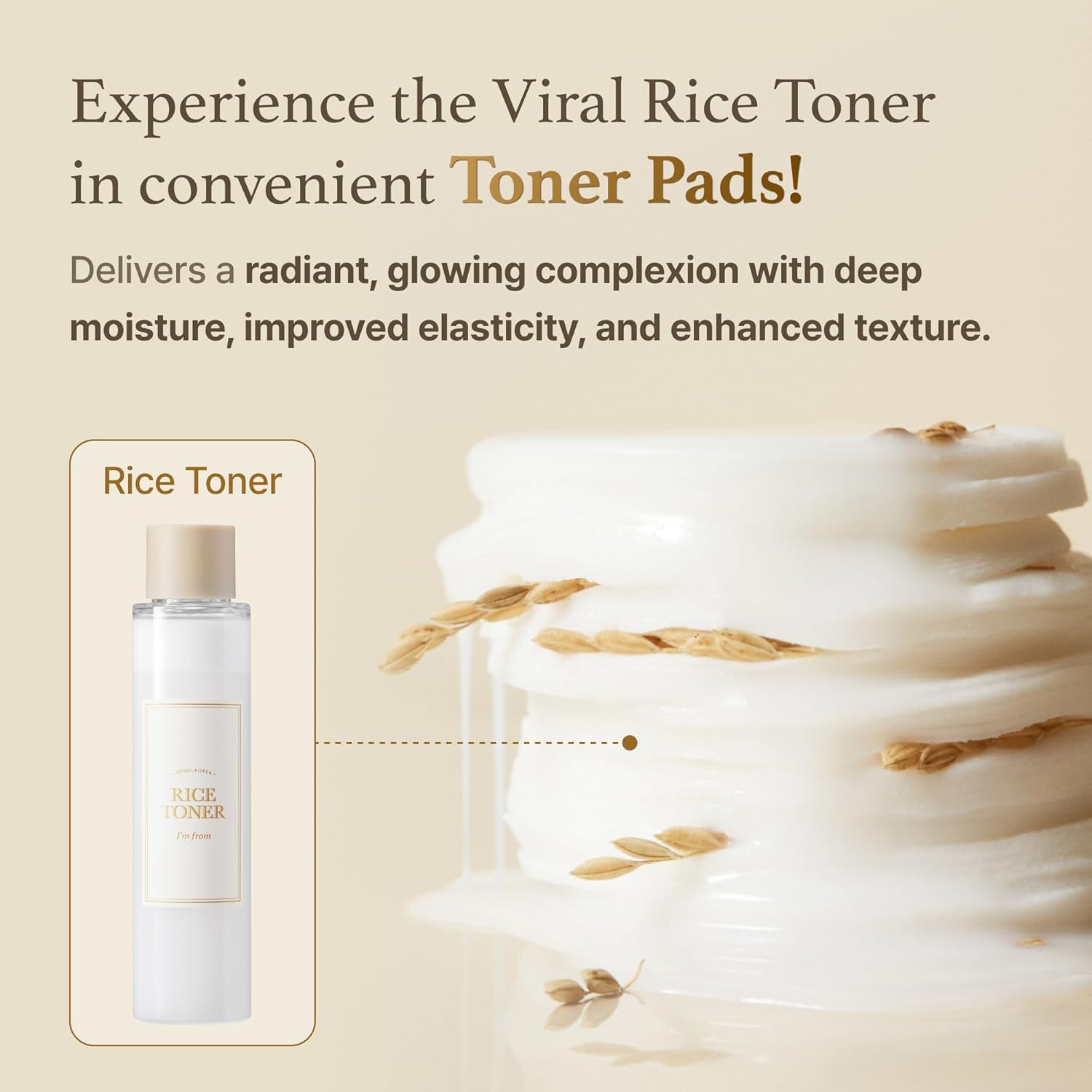 (Collaboration Deal) I'm from Rice Toner Pads 5 sets, Triple-Layered Pads, Rice Extract from Korea, for Dry and Rough Skin