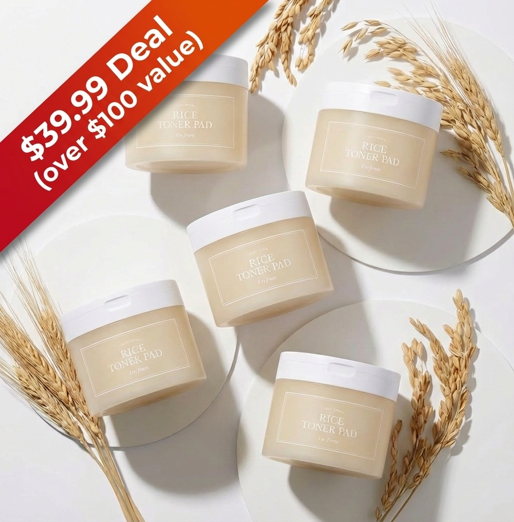 (Collaboration Deal) I'm from Rice Toner Pads 5 sets, Triple-Layered Pads, Rice Extract from Korea, for Dry and Rough Skin