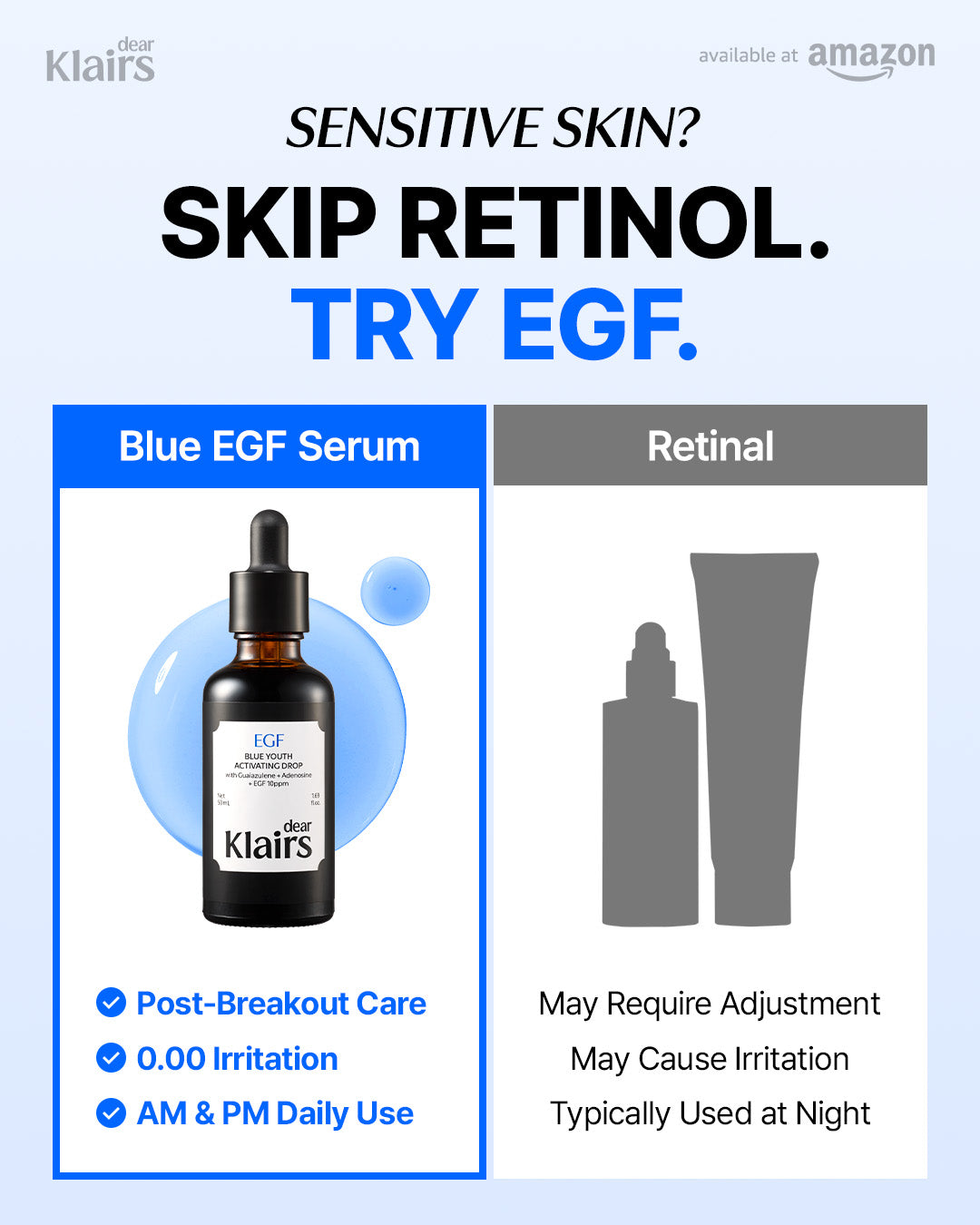 Korean EGF Repair Serum — DearKlairs Blue Youth Activating Drop 1.69 Fl Oz