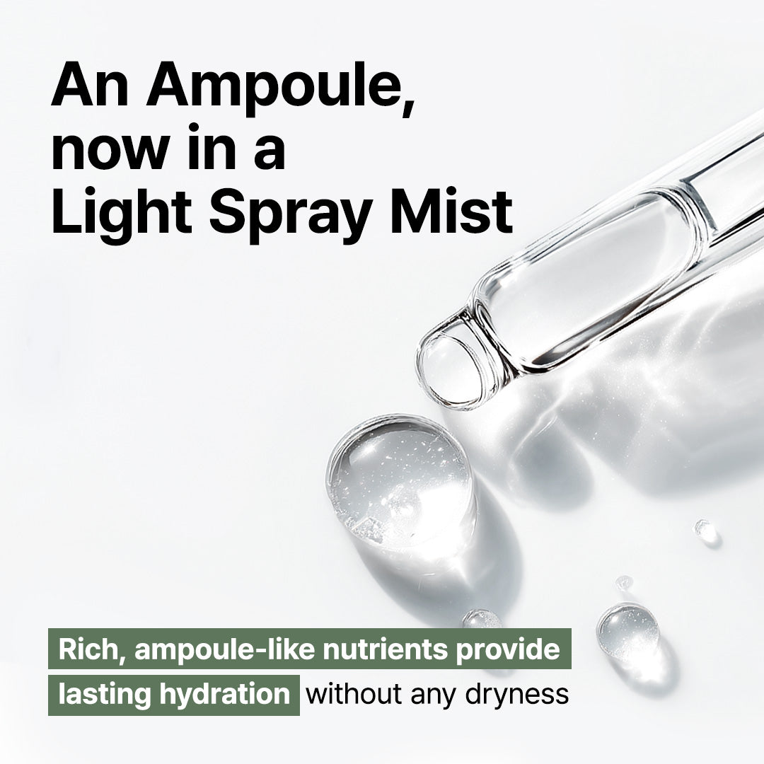Official Klairs graphic describing an ampoule now in a light spray mist with rich ampoule-like hydration
