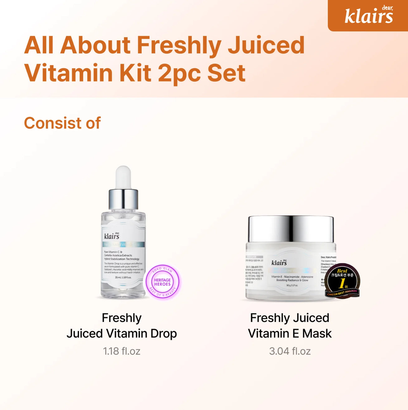 Freshly Juiced Vitamin C Drop + E Mask MINI Set