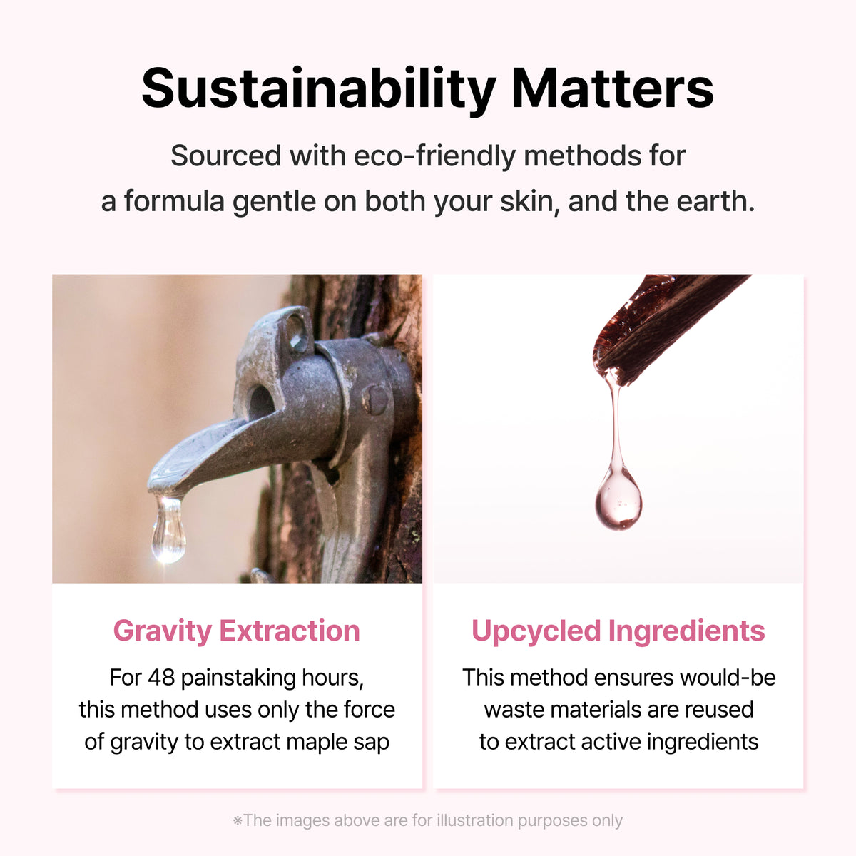 Official Klairs Maple Energy Infusing Serum sustainability matters graphic