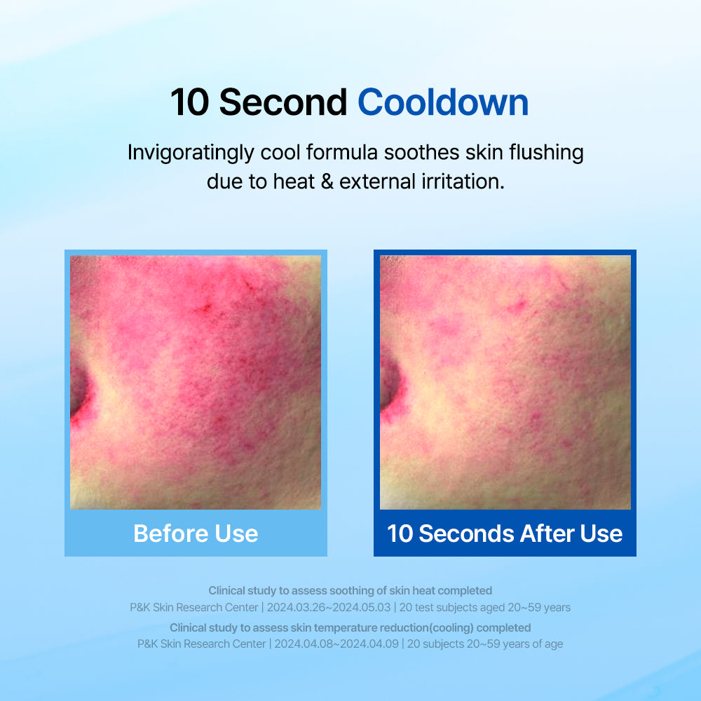 Midnight Blue Clearing Water Cream 10 second cooldown before and after use graphic