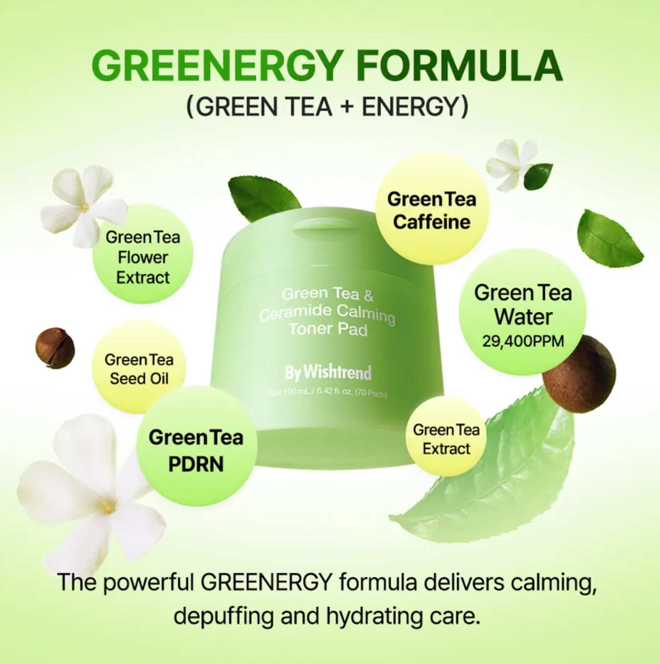 Green Tea & Ceramide Calming Toner Pad