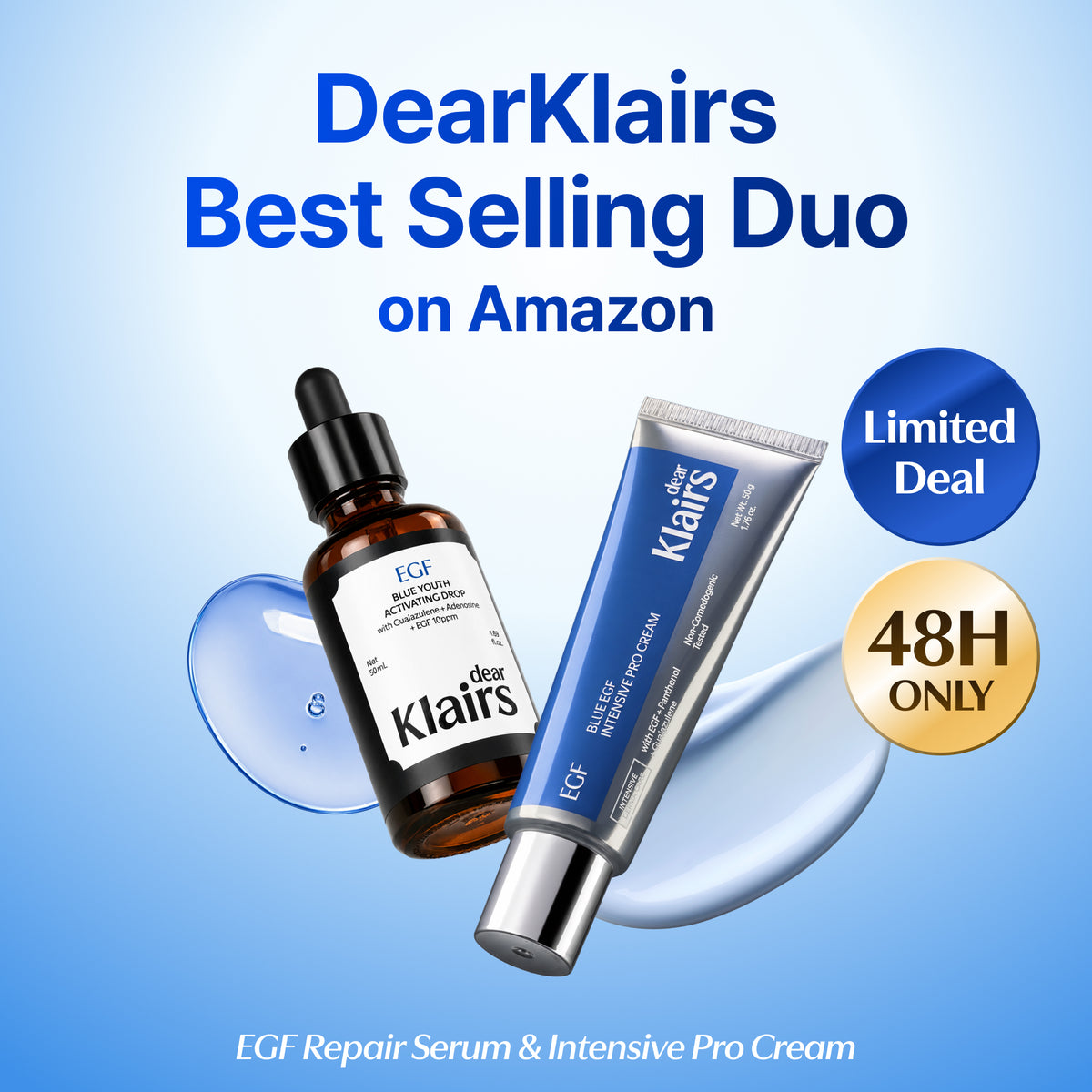 [🎁Holiday Special Duo🎁] DearKlairs Blue EGF Intensive Pro Cream & EGF Repair Serum