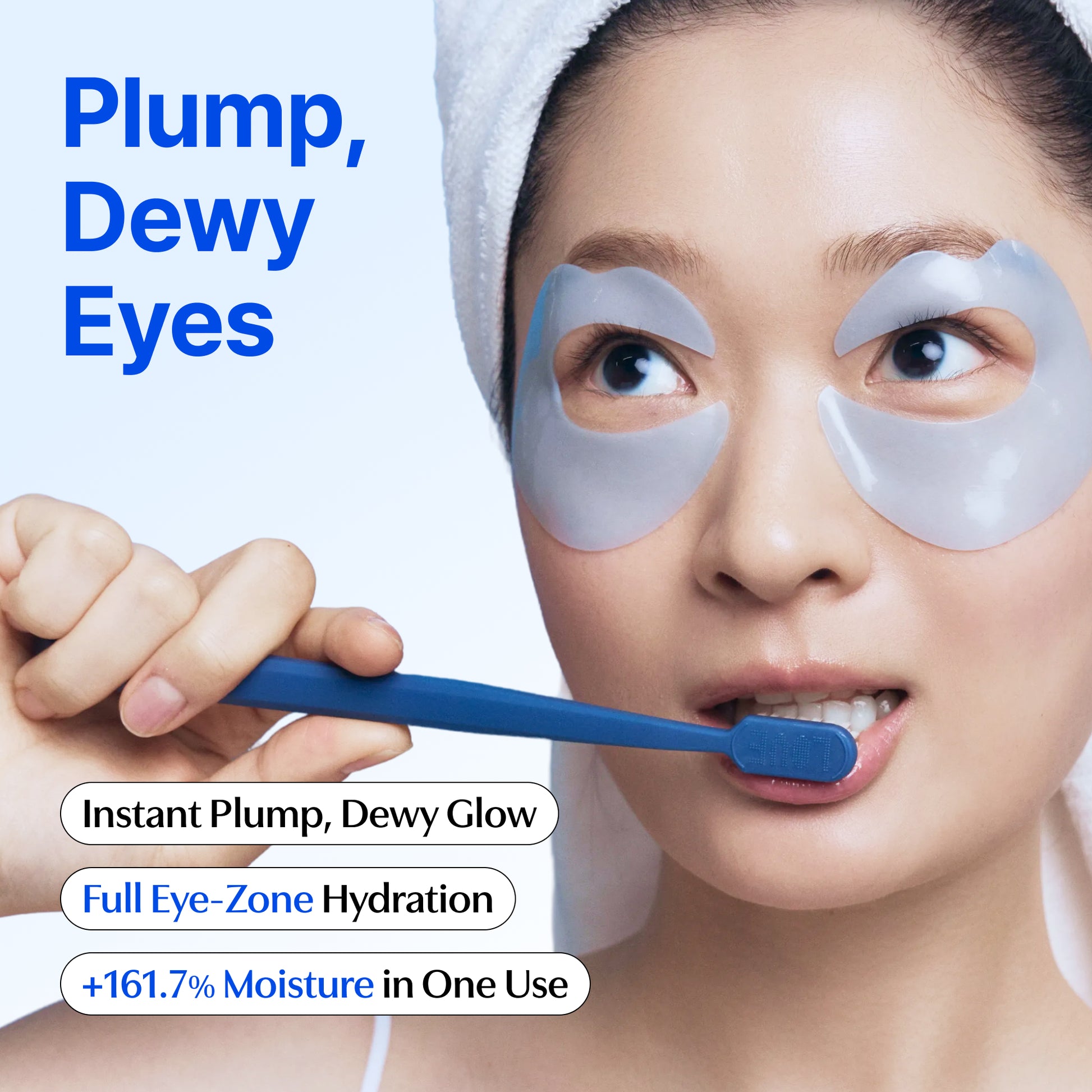 Klairs Blue Caffeine Full Cover Eye Patch official product image and usage graphic