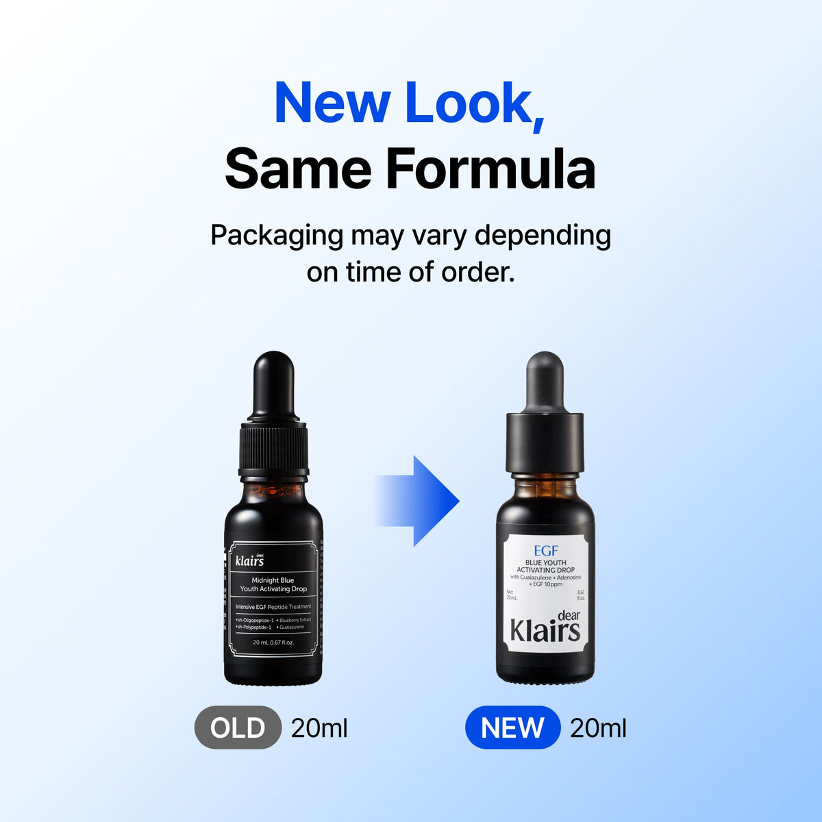 New look, same formula: original 20 mL and new 20 mL packaging