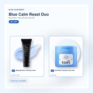 Blue Calm Reset Duo product set with included Klairs full-size products