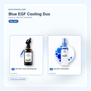 Blue EGF Cooling Duo product set with included Klairs full-size products