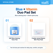 Blue + Vitamin Duo Pad Set with EGF Blue Calming Toner Pad and Freshly Juiced Vitamin Skin Prep Pads