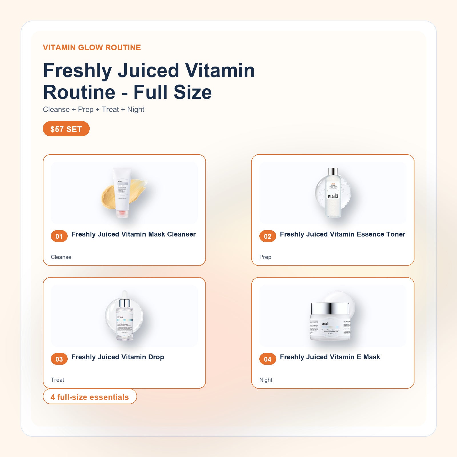 Freshly Juiced Vitamin Routine - Full Size routine bundle with included Dear Klairs products