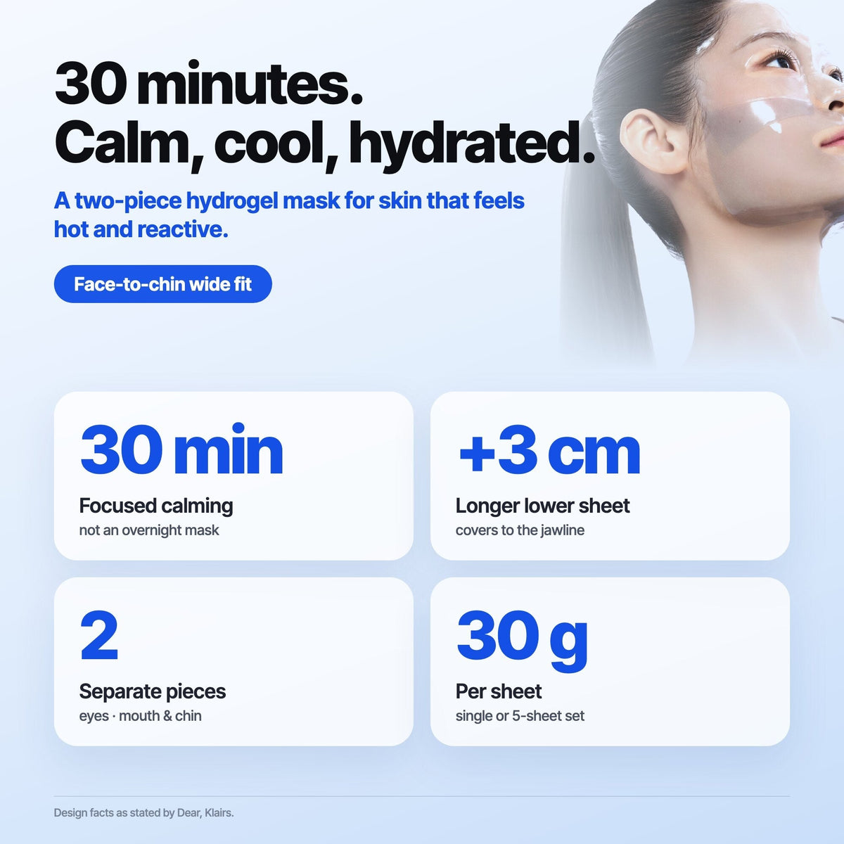 Blue EGF Calming Gel Mask: 30-minute calming mask with a face-to-chin wide fit