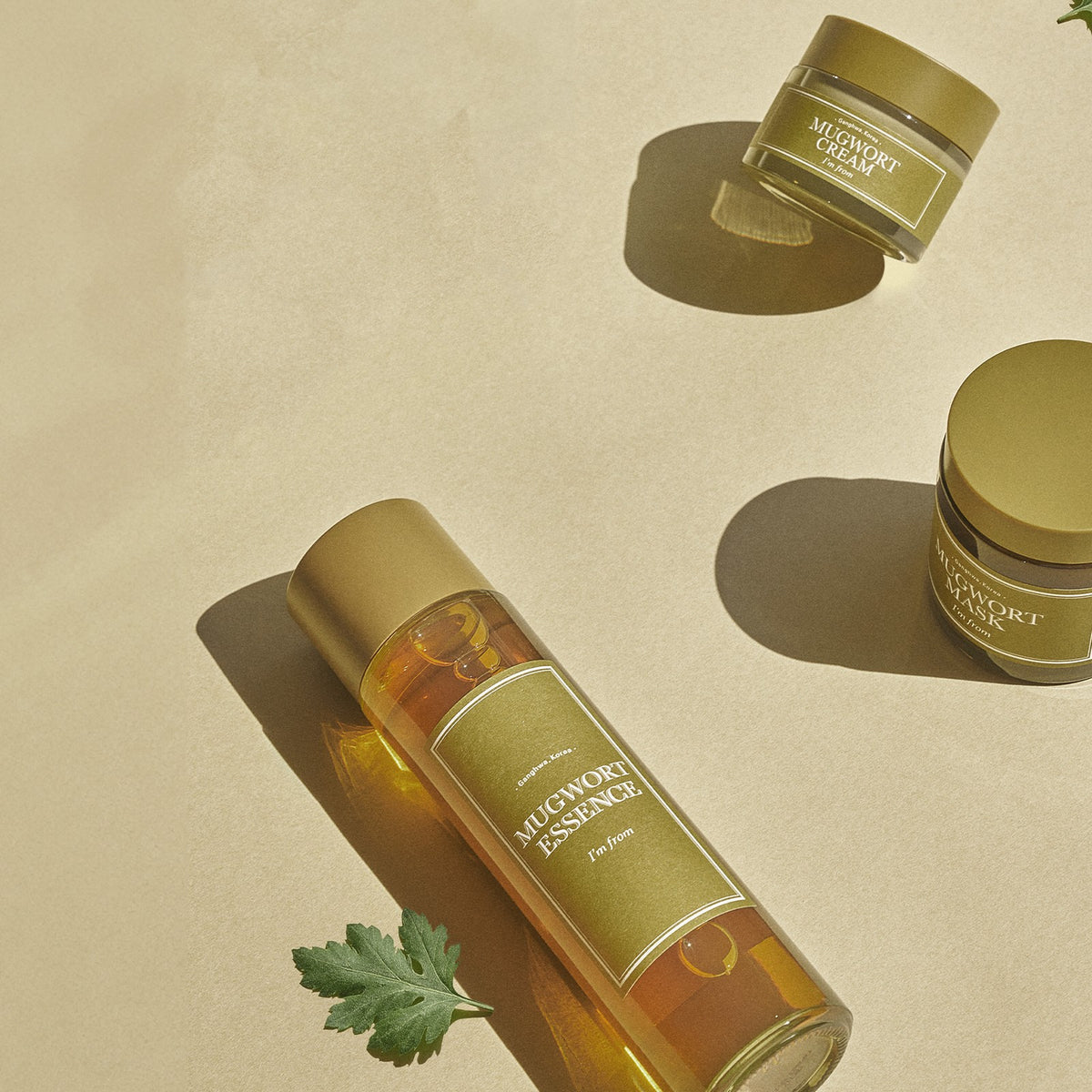 I'm From Mugwort Essence with Mugwort Cream and a mugwort leaf