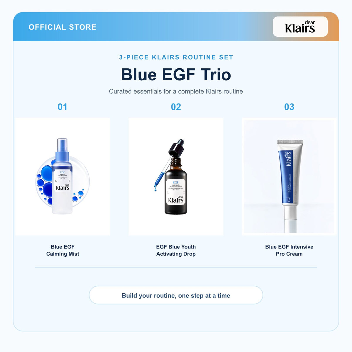 Klairs bundle feature image | titled white product areas | 2026-09-12 | blue-egf-trio