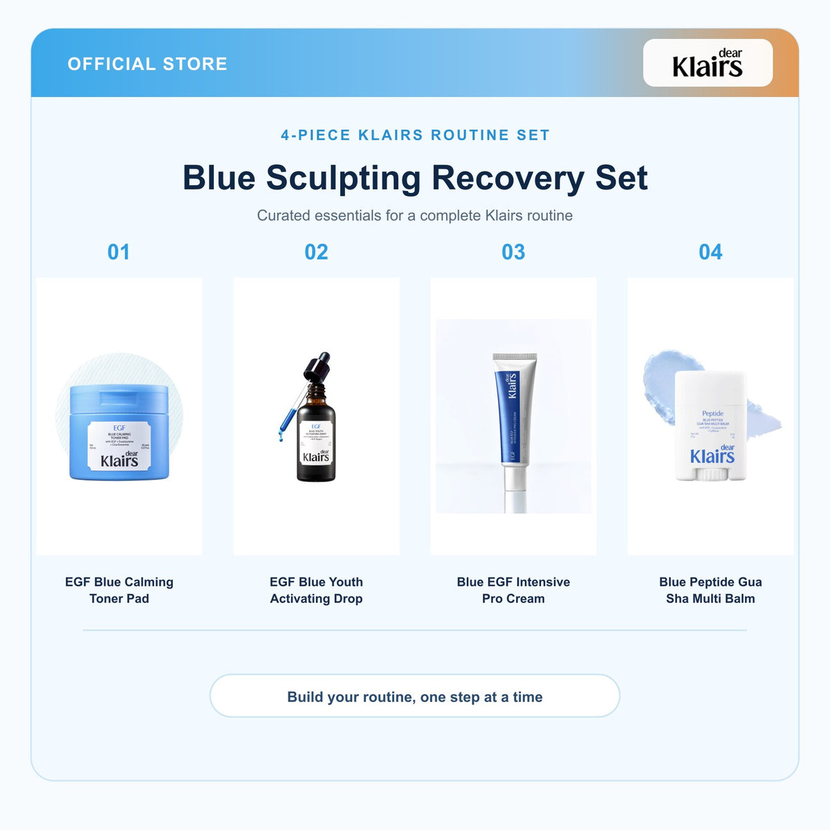 Klairs bundle feature image | titled white product areas | 2026-09-14 | blue-sculpting-recovery-set