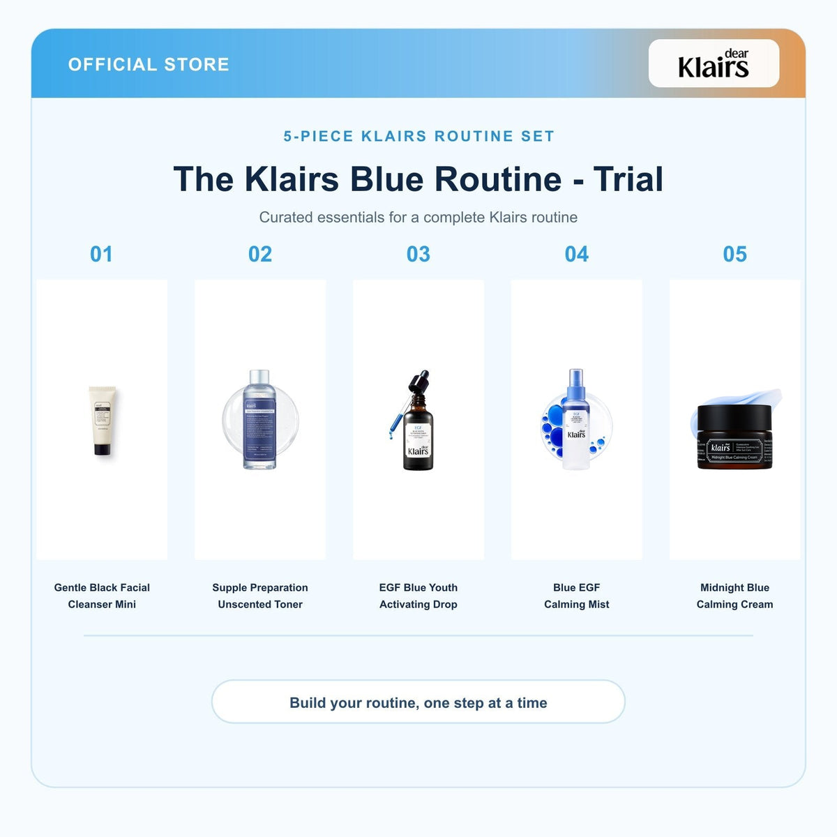 Klairs bundle feature image | titled white product areas | 2026-09-12 | the-klairs-blue-routine-trial-volume