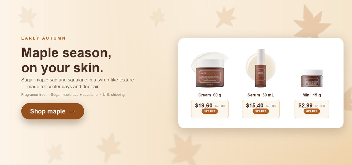 Klairs Maple early autumn - cream, serum, mini