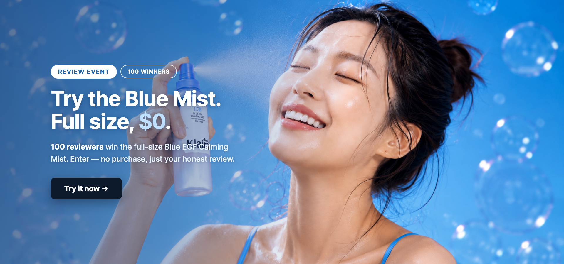 Blue Mist review event desktop banner