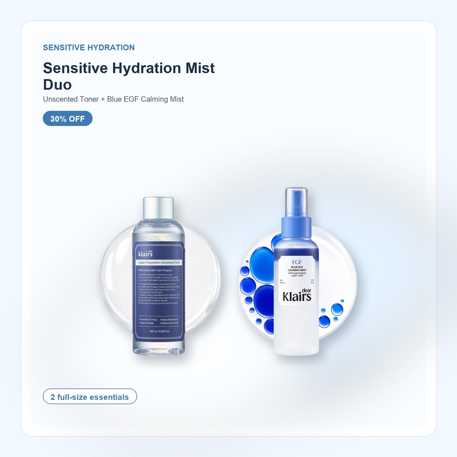 Sensitive Hydration Mist Duo product set with included Klairs full-size products