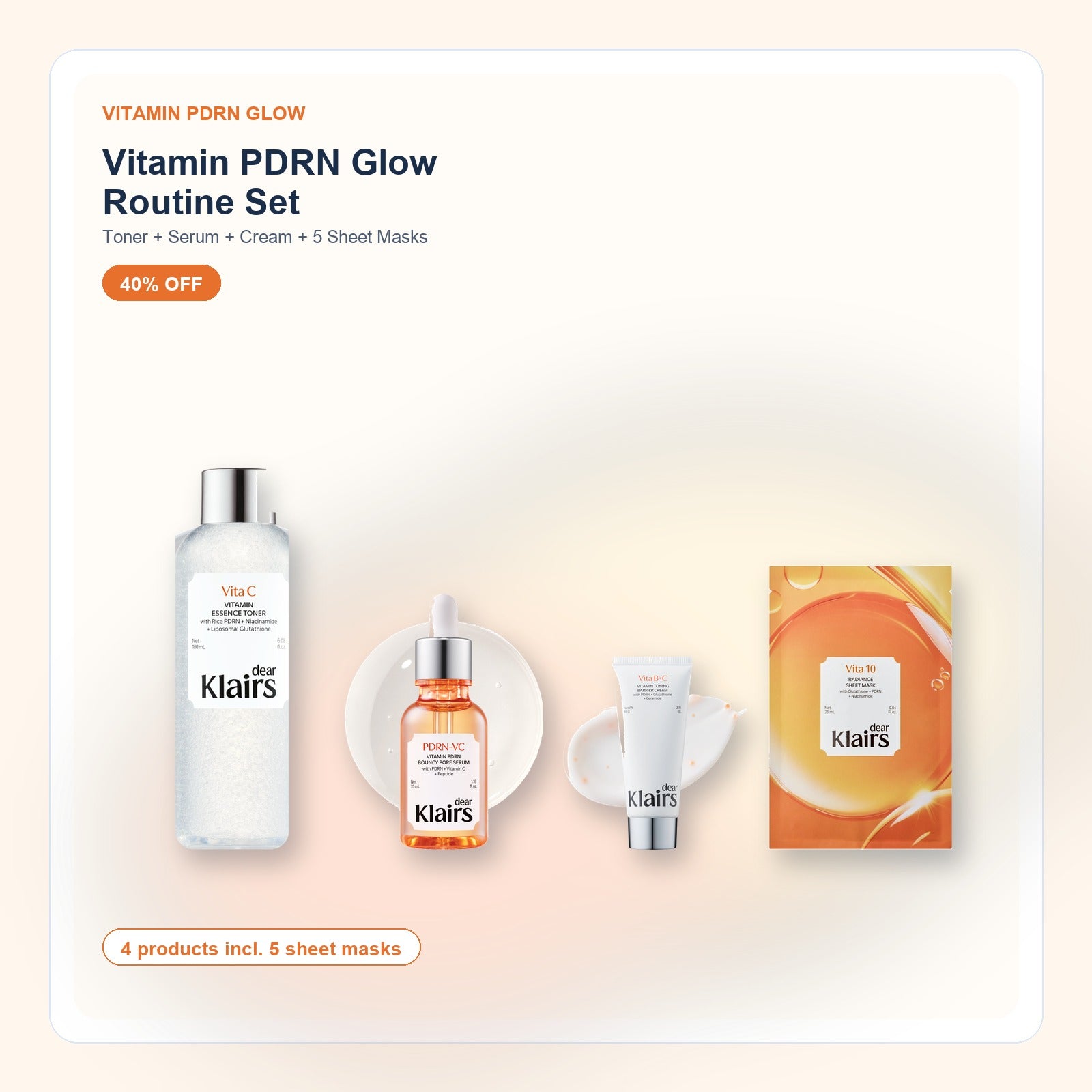 Vitamin PDRN Glow Routine Set product set with included Klairs full-size products